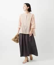 NHHGE84330 GIANNI LO GIUDICE(小さいサイズ)(メゾン ドゥ サンク) カラーリネン製品洗いスカート ダークグレー