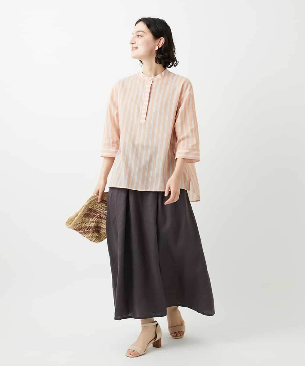 NHHGE84330 GIANNI LO GIUDICE(小さいサイズ)(メゾン ドゥ サンク) カラーリネン製品洗いスカート ダークグレー