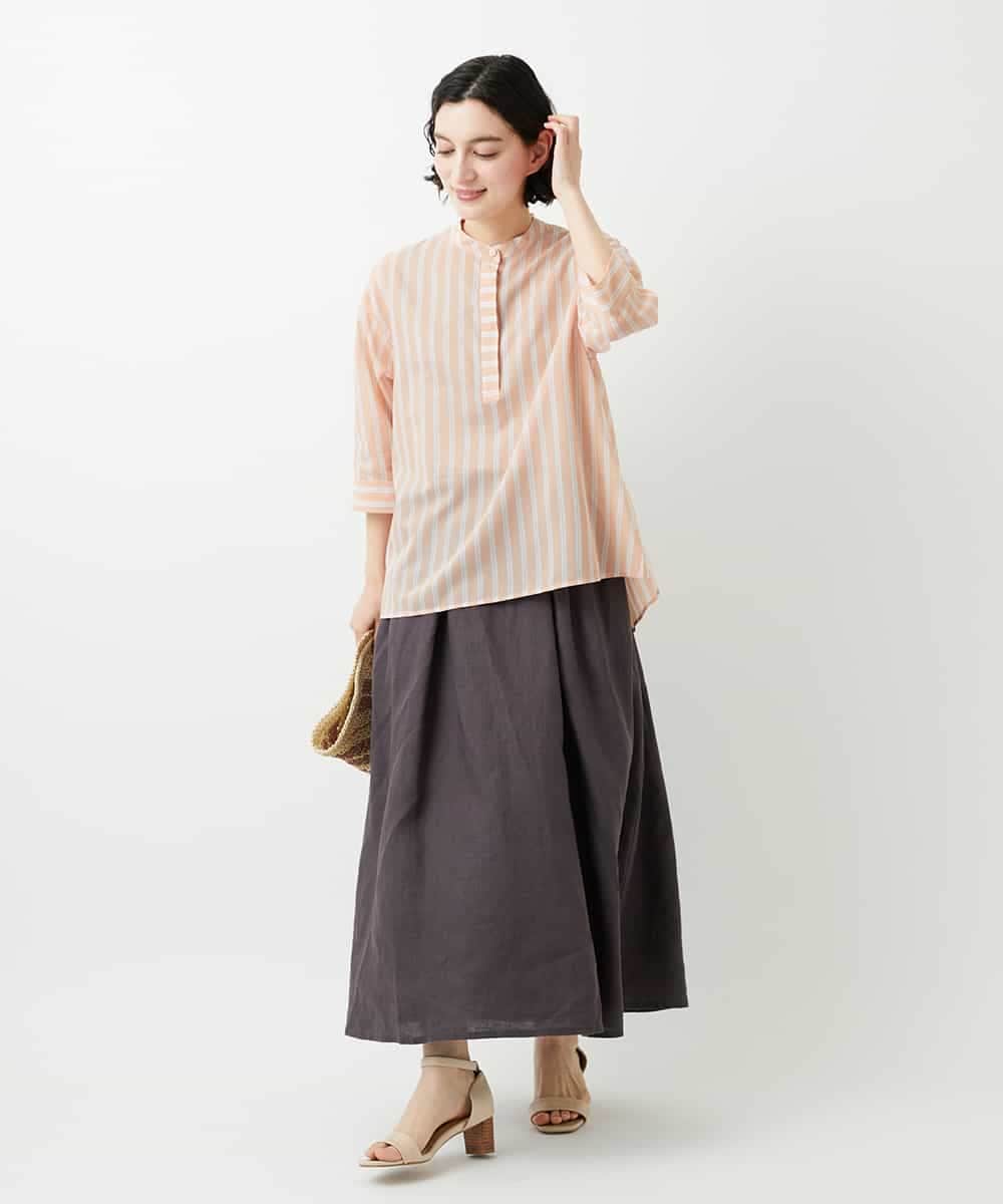 NHHGE84330 GIANNI LO GIUDICE(小さいサイズ)(メゾン ドゥ サンク) カラーリネン製品洗いスカート ダークグレー