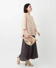 NHHGE84330 GIANNI LO GIUDICE(小さいサイズ)(メゾン ドゥ サンク) カラーリネン製品洗いスカート ダークグレー