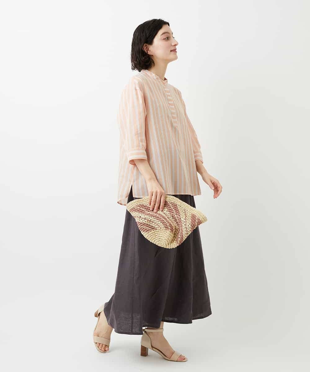 NHHGE84330 GIANNI LO GIUDICE(小さいサイズ)(メゾン ドゥ サンク) カラーリネン製品洗いスカート ダークグレー