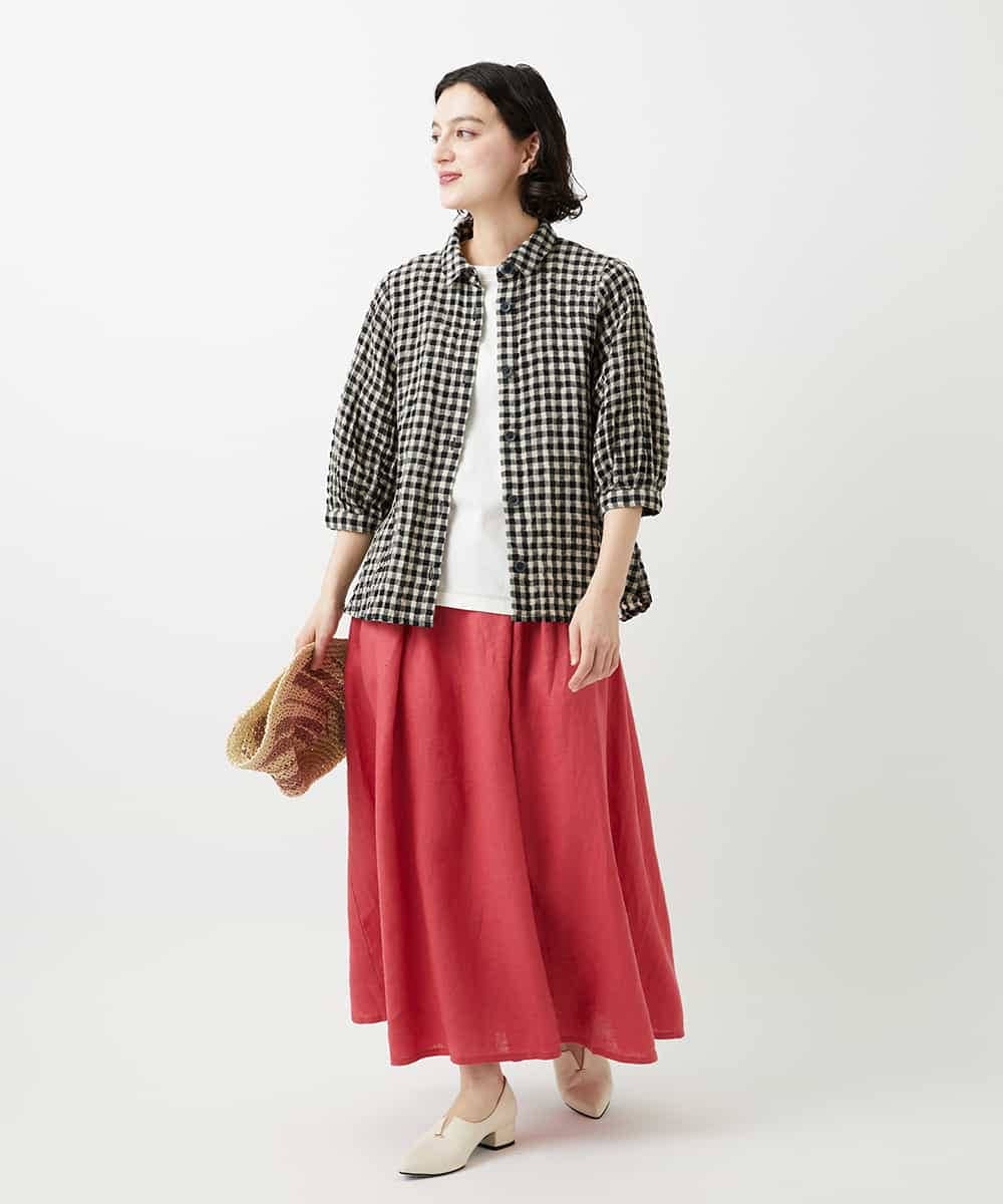 NHHGE84330 GIANNI LO GIUDICE(小さいサイズ)(メゾン ドゥ サンク) カラーリネン製品洗いスカート ダークグレー