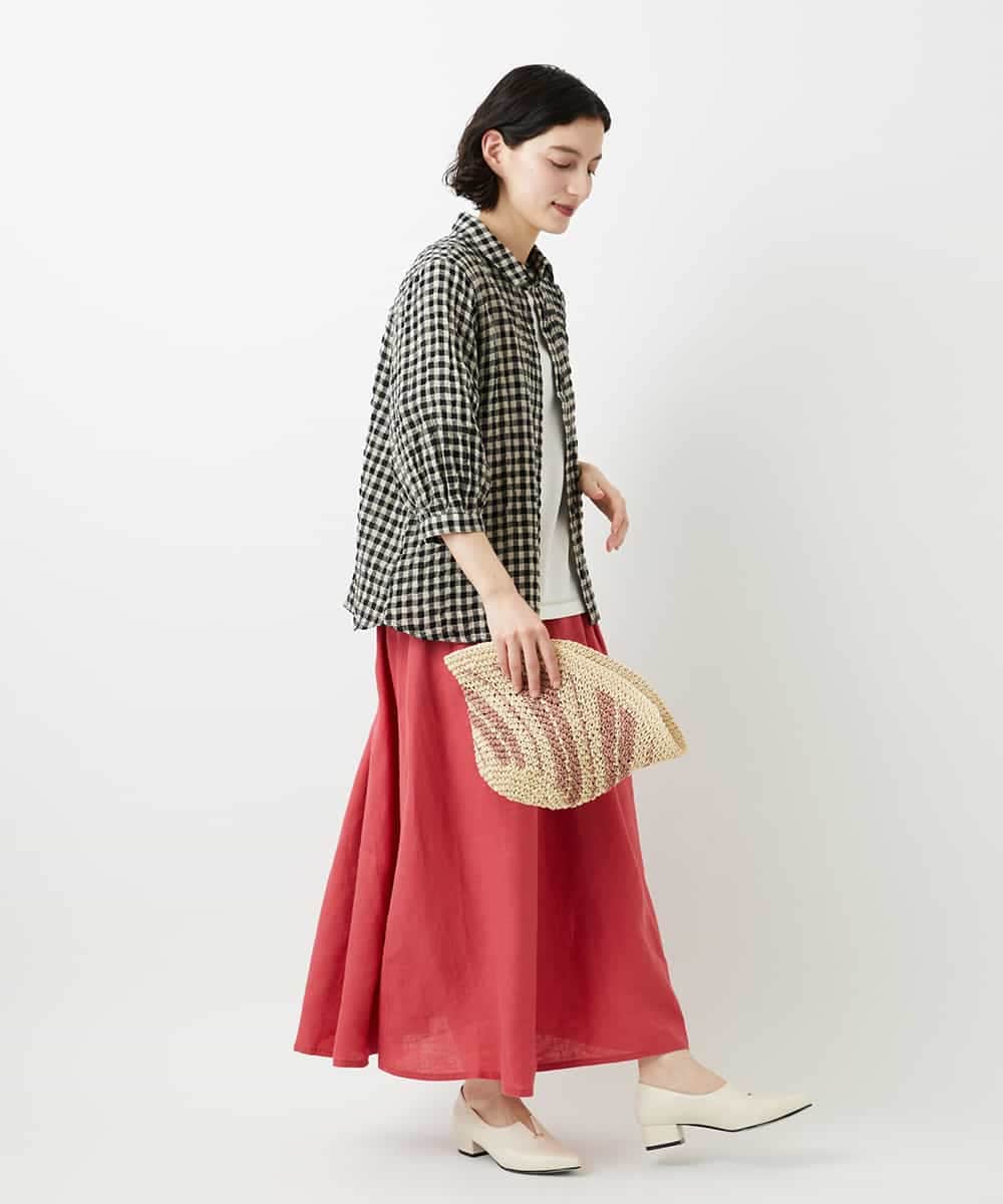 NHHGE84330 GIANNI LO GIUDICE(小さいサイズ)(メゾン ドゥ サンク) カラーリネン製品洗いスカート ダークグレー