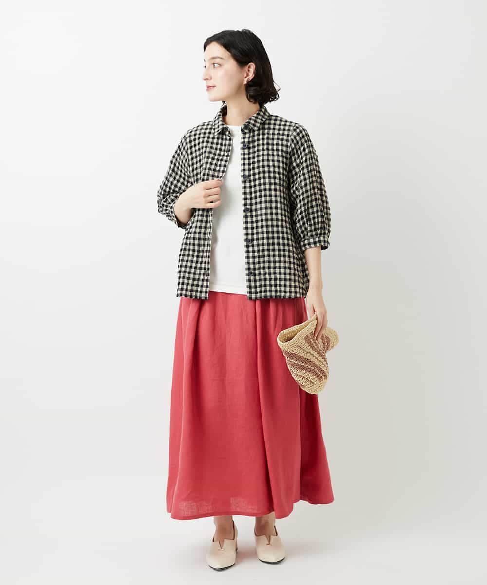 NHHGE84330 GIANNI LO GIUDICE(小さいサイズ)(メゾン ドゥ サンク) カラーリネン製品洗いスカート ダークグレー