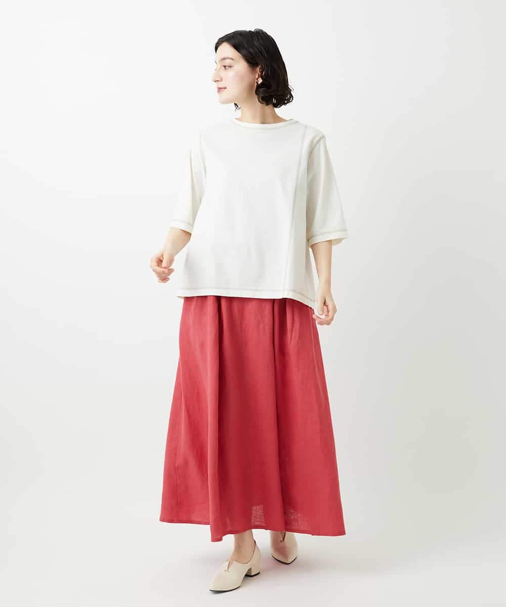 NHHGE84330 GIANNI LO GIUDICE(小さいサイズ)(メゾン ドゥ サンク) カラーリネン製品洗いスカート ダークグレー