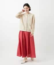 NHHGE84330 GIANNI LO GIUDICE(小さいサイズ)(メゾン ドゥ サンク) カラーリネン製品洗いスカート ダークグレー