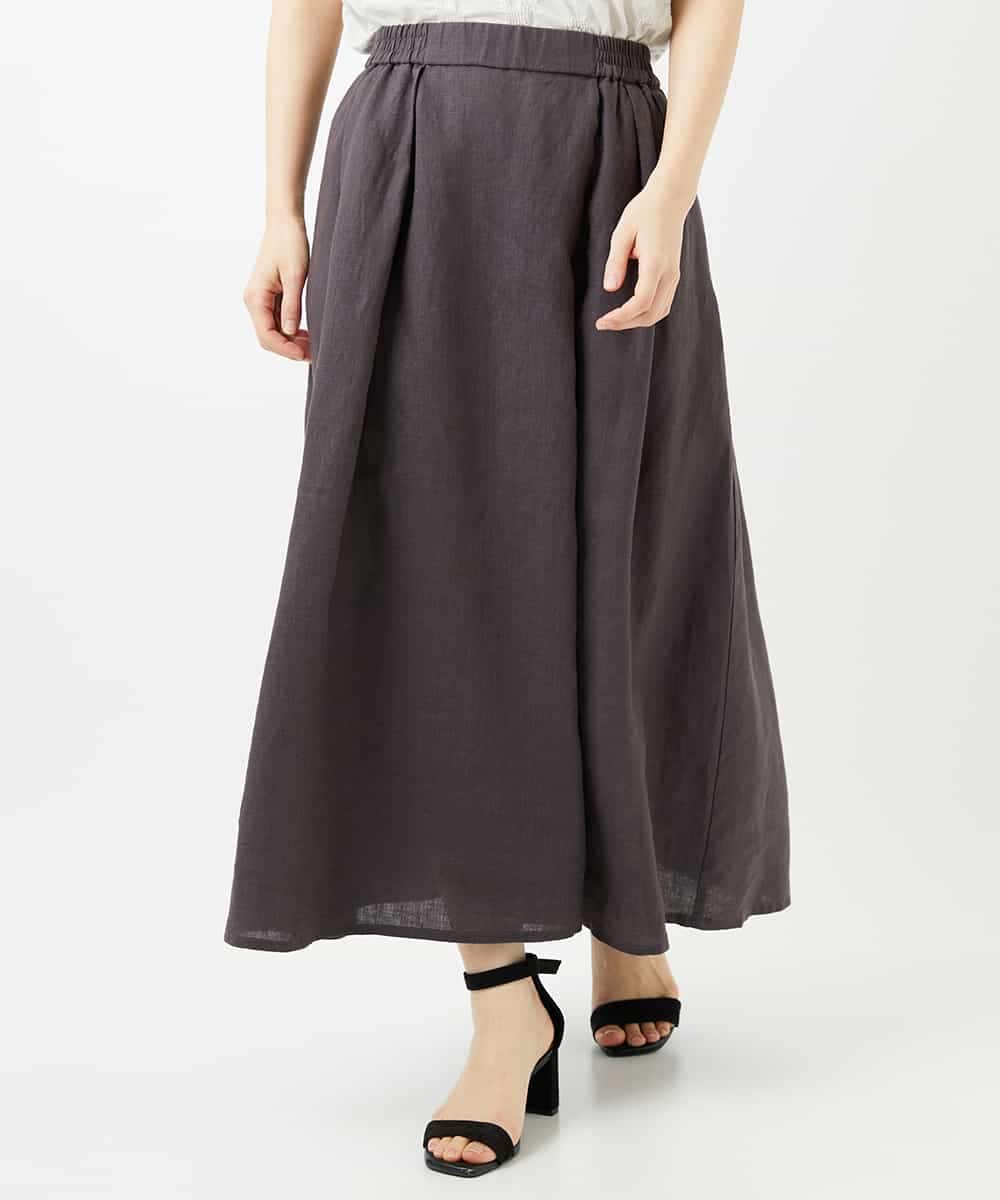 NHHGE84330 GIANNI LO GIUDICE(小さいサイズ)(メゾン ドゥ サンク) カラーリネン製品洗いスカート ダークグレー