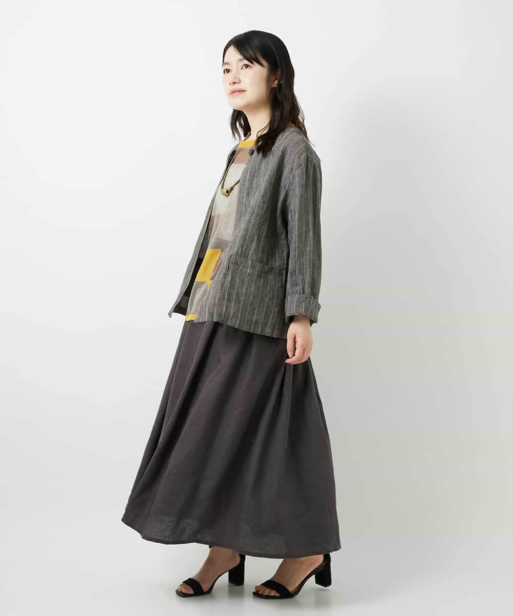 NHHGE84330 GIANNI LO GIUDICE(小さいサイズ)(メゾン ドゥ サンク) カラーリネン製品洗いスカート ダークグレー