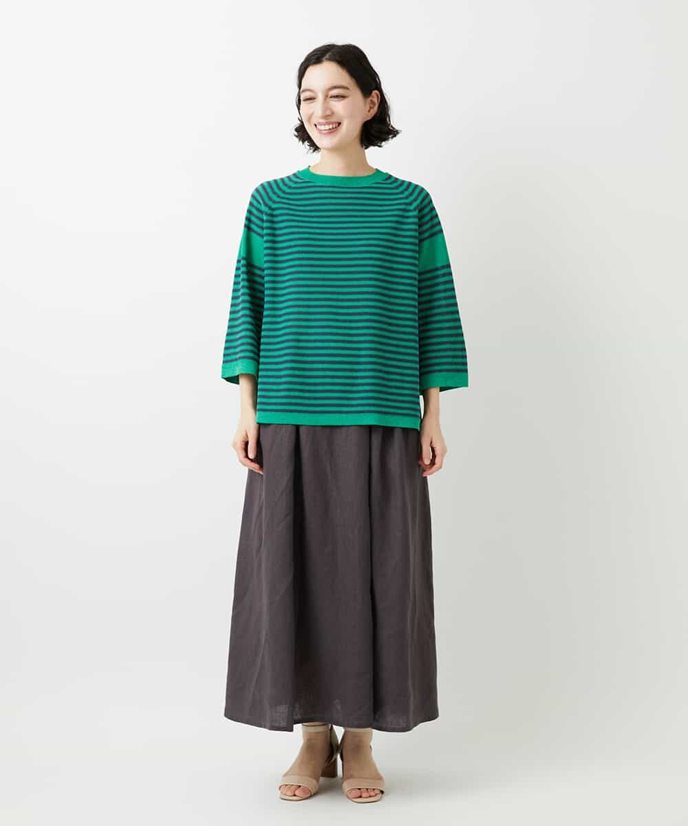 NHHGE84330 GIANNI LO GIUDICE(小さいサイズ)(メゾン ドゥ サンク) カラーリネン製品洗いスカート ダークグレー