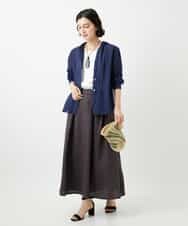 NHHGE84330 GIANNI LO GIUDICE(小さいサイズ)(メゾン ドゥ サンク) カラーリネン製品洗いスカート ダークグレー