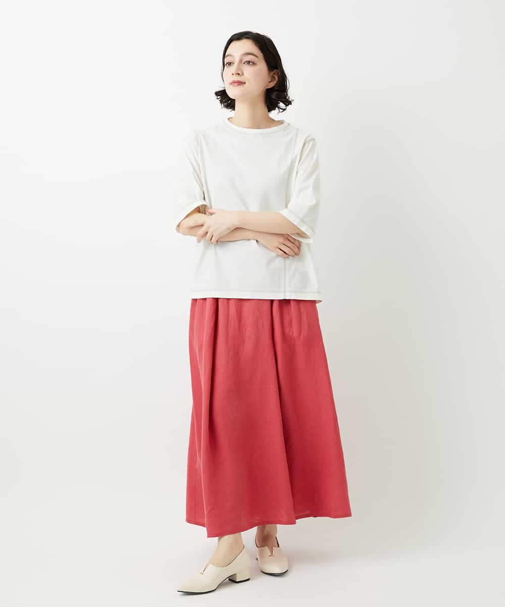NHHGE84330 GIANNI LO GIUDICE(小さいサイズ)(メゾン ドゥ サンク) カラーリネン製品洗いスカート ダークグレー