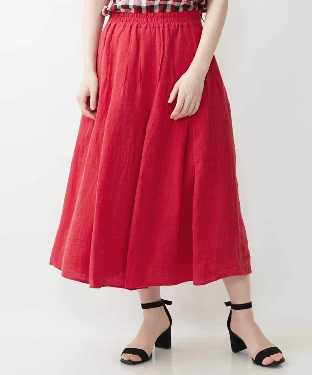 NHHGQ01270 GIANNI LO GIUDICE(小さいサイズ)(メゾン ドゥ サンク) リネンタックスカート レッド
