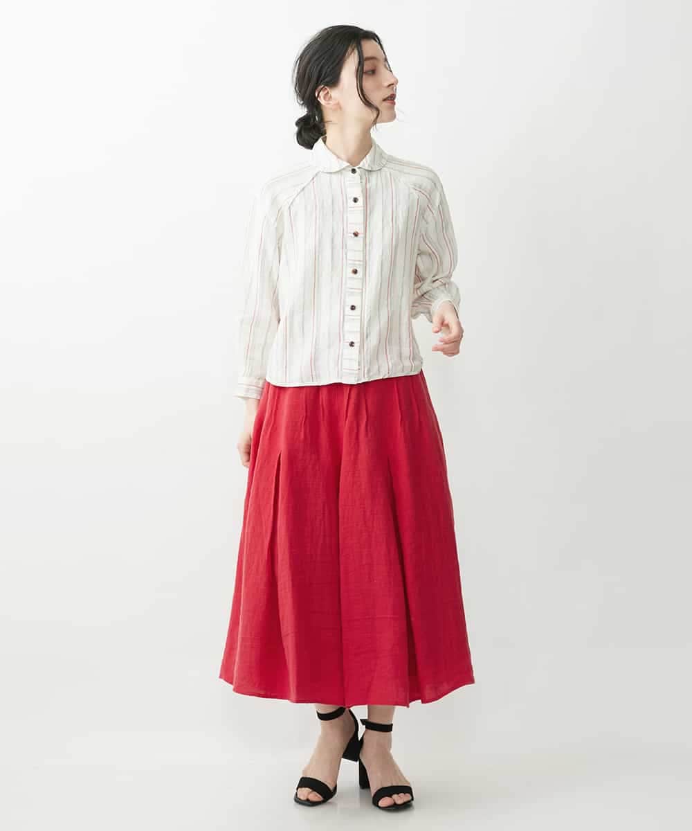 NHHGQ01270 GIANNI LO GIUDICE(小さいサイズ)(メゾン ドゥ サンク) リネンタックスカート レッド