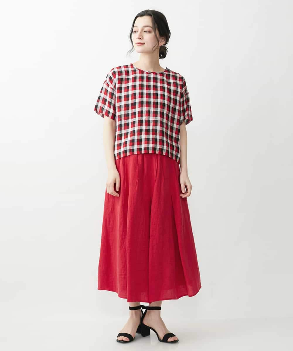 NHHGQ01270 GIANNI LO GIUDICE(小さいサイズ)(メゾン ドゥ サンク) リネンタックスカート レッド