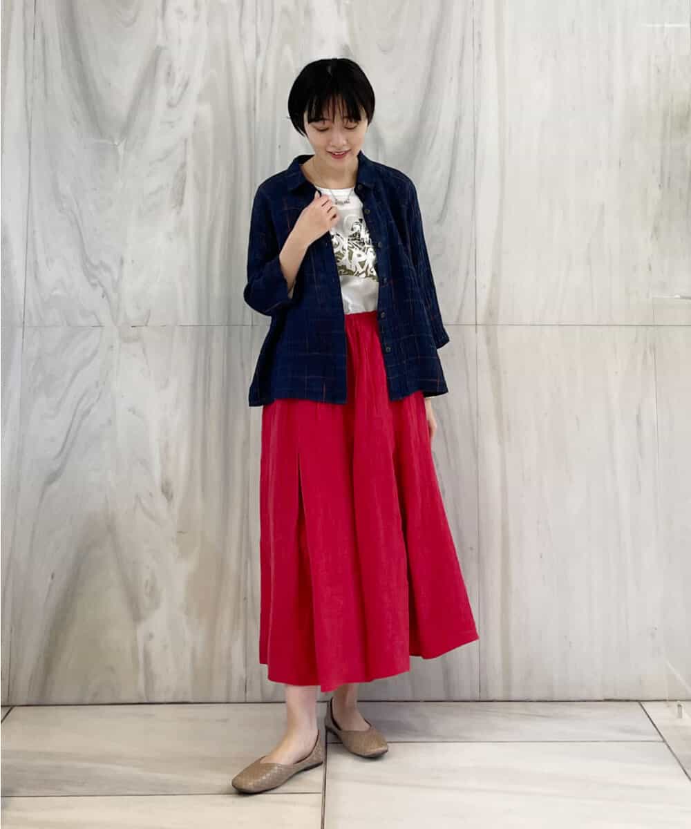NHHGQ01270 GIANNI LO GIUDICE(小さいサイズ)(メゾン ドゥ サンク) リネンタックスカート レッド