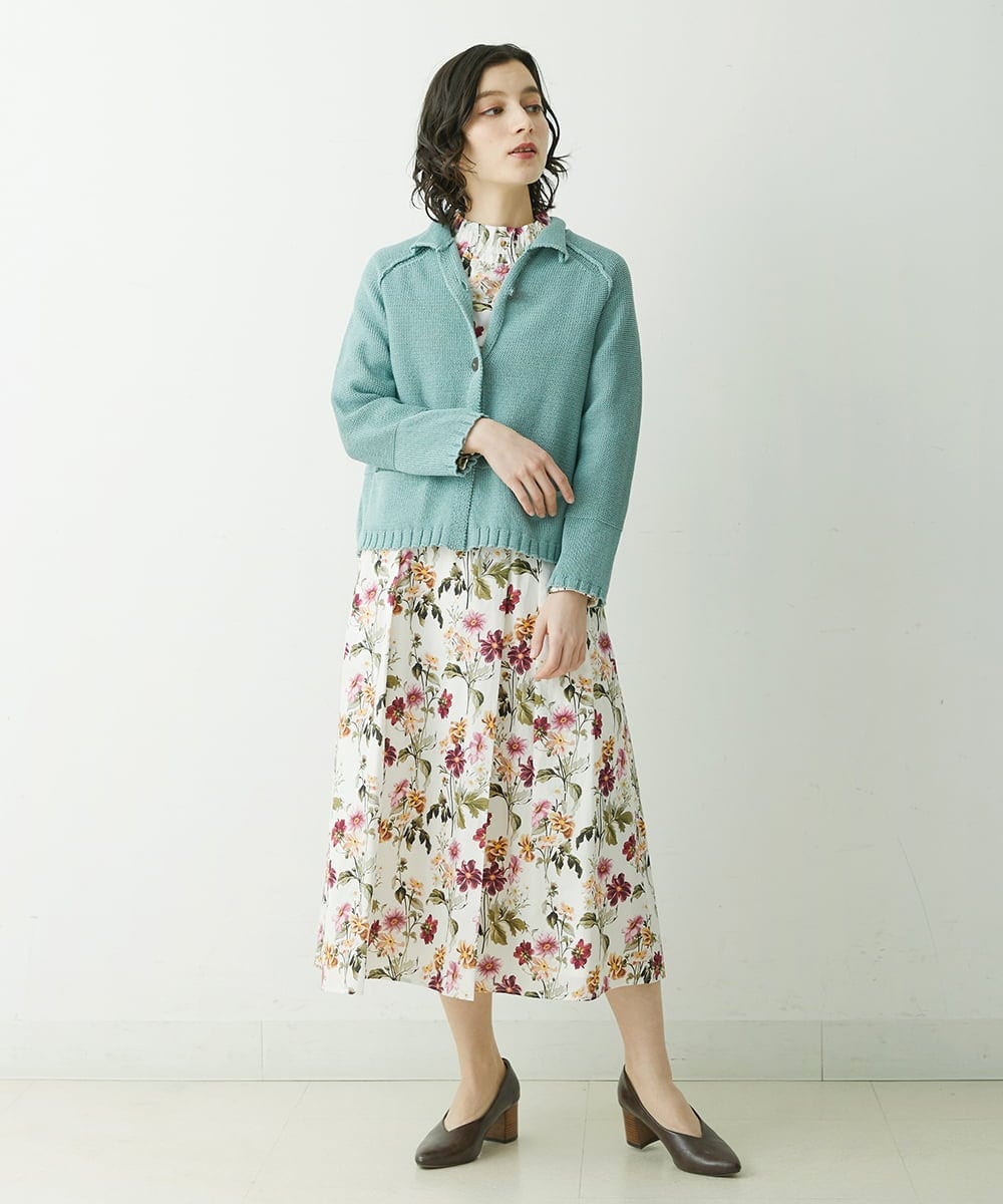 NHHGU81290 GIANNI LO GIUDICE(小さいサイズ)(メゾン ドゥ サンク) LIBERTYプリントタックギャザースカート（BARBARA COVINGTON） ネイビー系