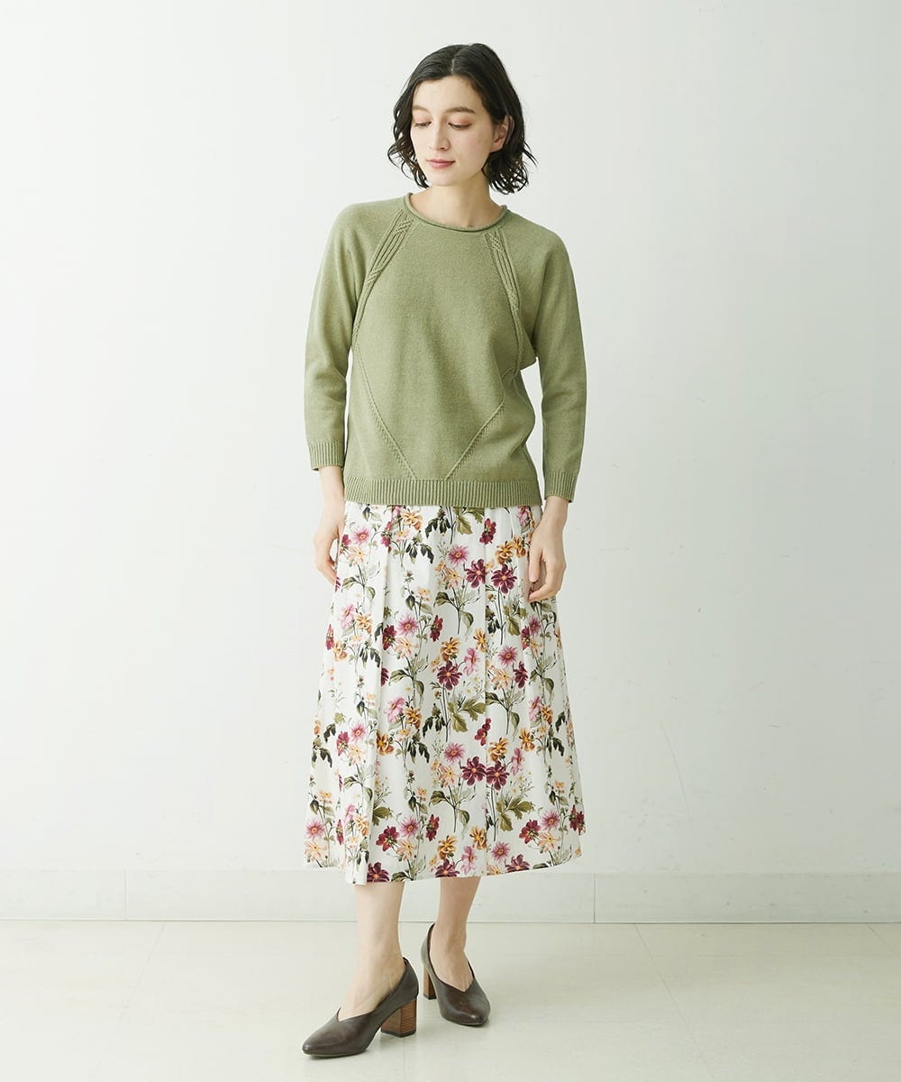 NHHGU81290 GIANNI LO GIUDICE(小さいサイズ)(メゾン ドゥ サンク) LIBERTYプリントタックギャザースカート（BARBARA COVINGTON） ネイビー系