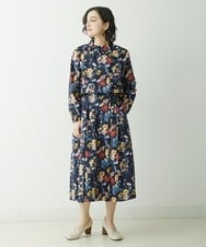 NHHGU81290 GIANNI LO GIUDICE(小さいサイズ)(メゾン ドゥ サンク) LIBERTYプリントタックギャザースカート（BARBARA COVINGTON） ネイビー系