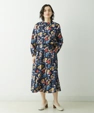 NHHGU81290 GIANNI LO GIUDICE(小さいサイズ)(メゾン ドゥ サンク) LIBERTYプリントタックギャザースカート（BARBARA COVINGTON） ネイビー系