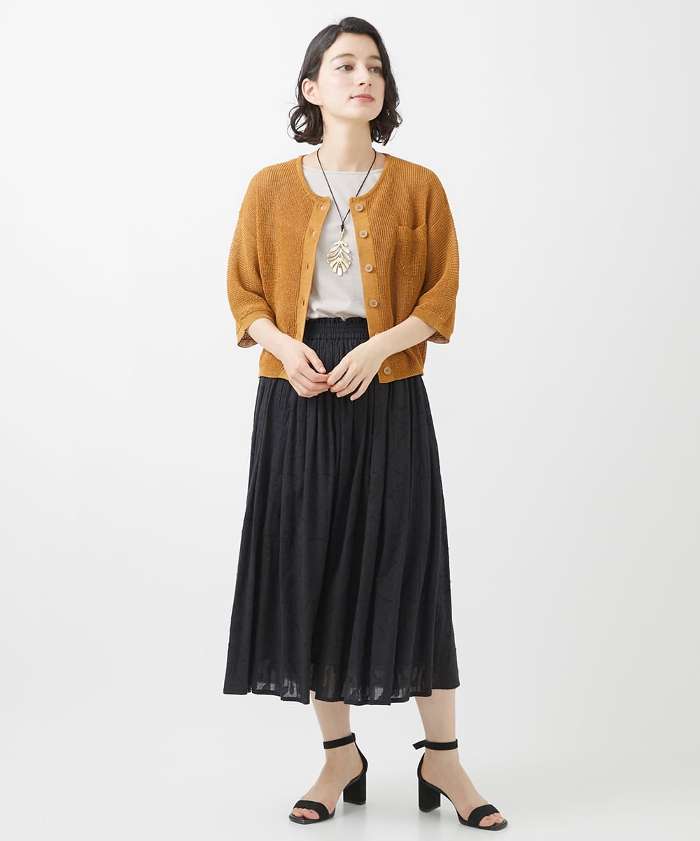 NHHGX89220 GIANNI LO GIUDICE(小さいサイズ)(メゾン ドゥ サンク) フラワーカットジャガードギャザースカート ブルー