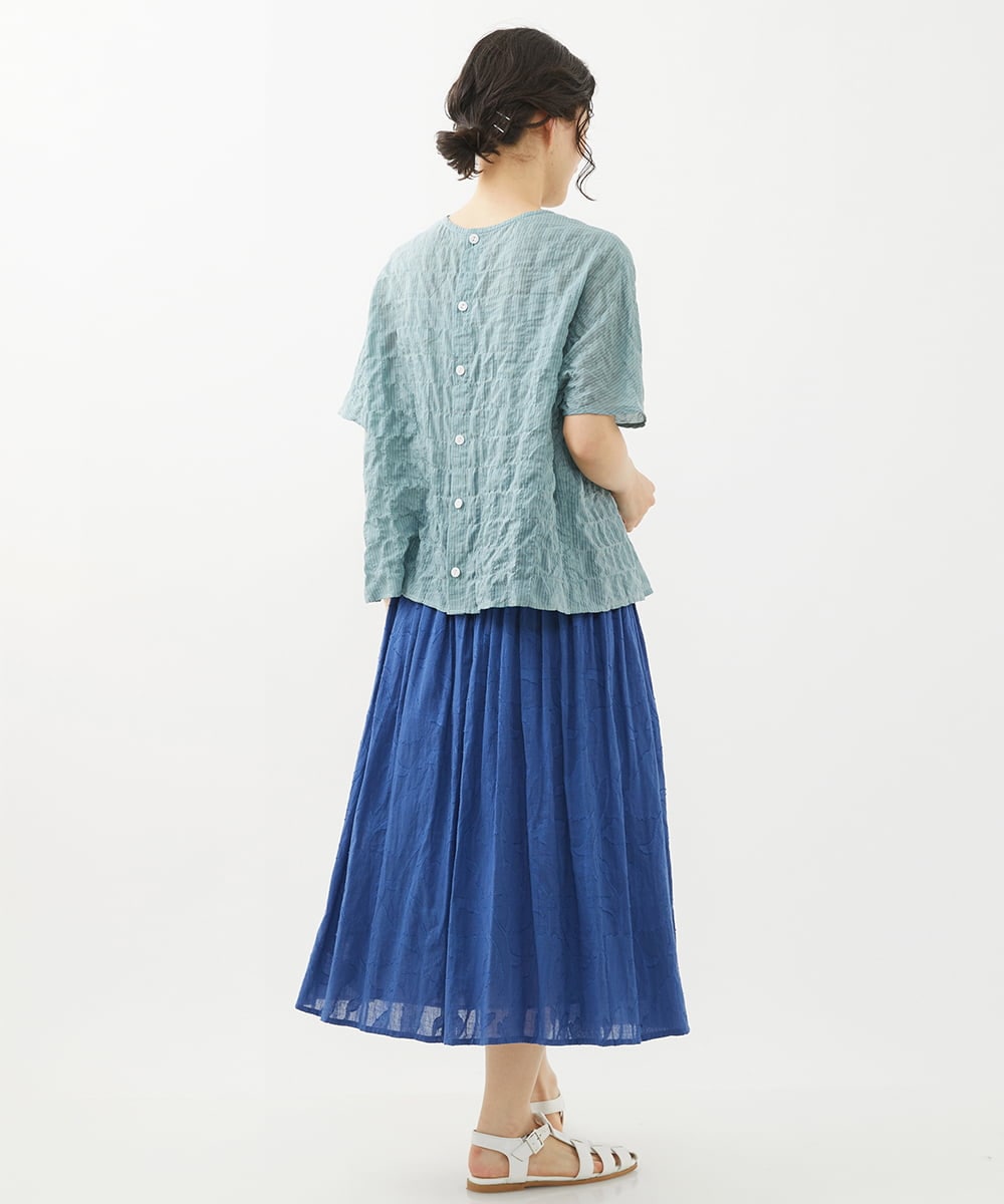 NHHGX89220 GIANNI LO GIUDICE(小さいサイズ)(メゾン ドゥ サンク) フラワーカットジャガードギャザースカート ブルー