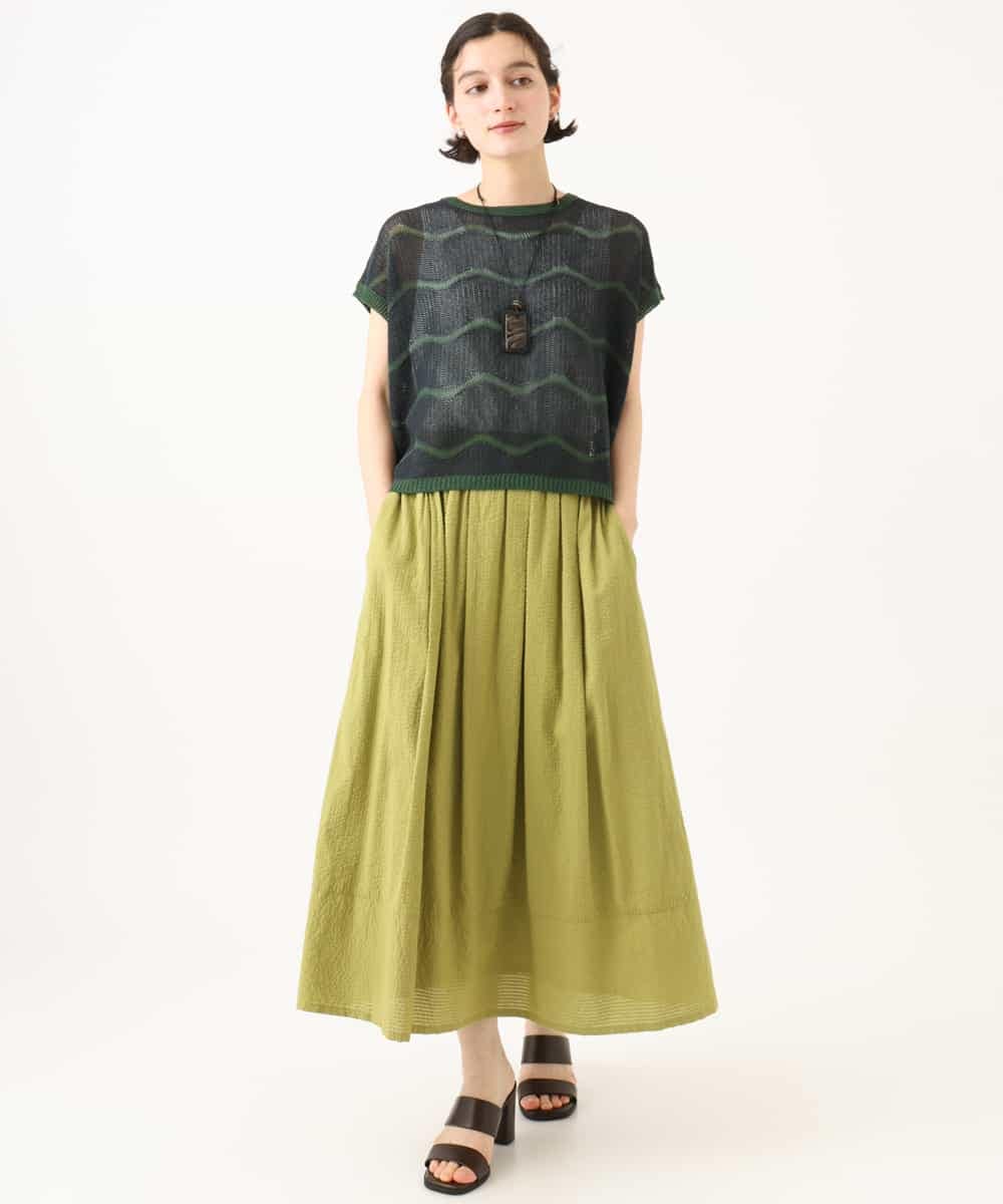 NHHHD05200 GIANNI LO GIUDICE(小さいサイズ)(メゾン ドゥ サンク) コットンシアサッカースカート グリーン