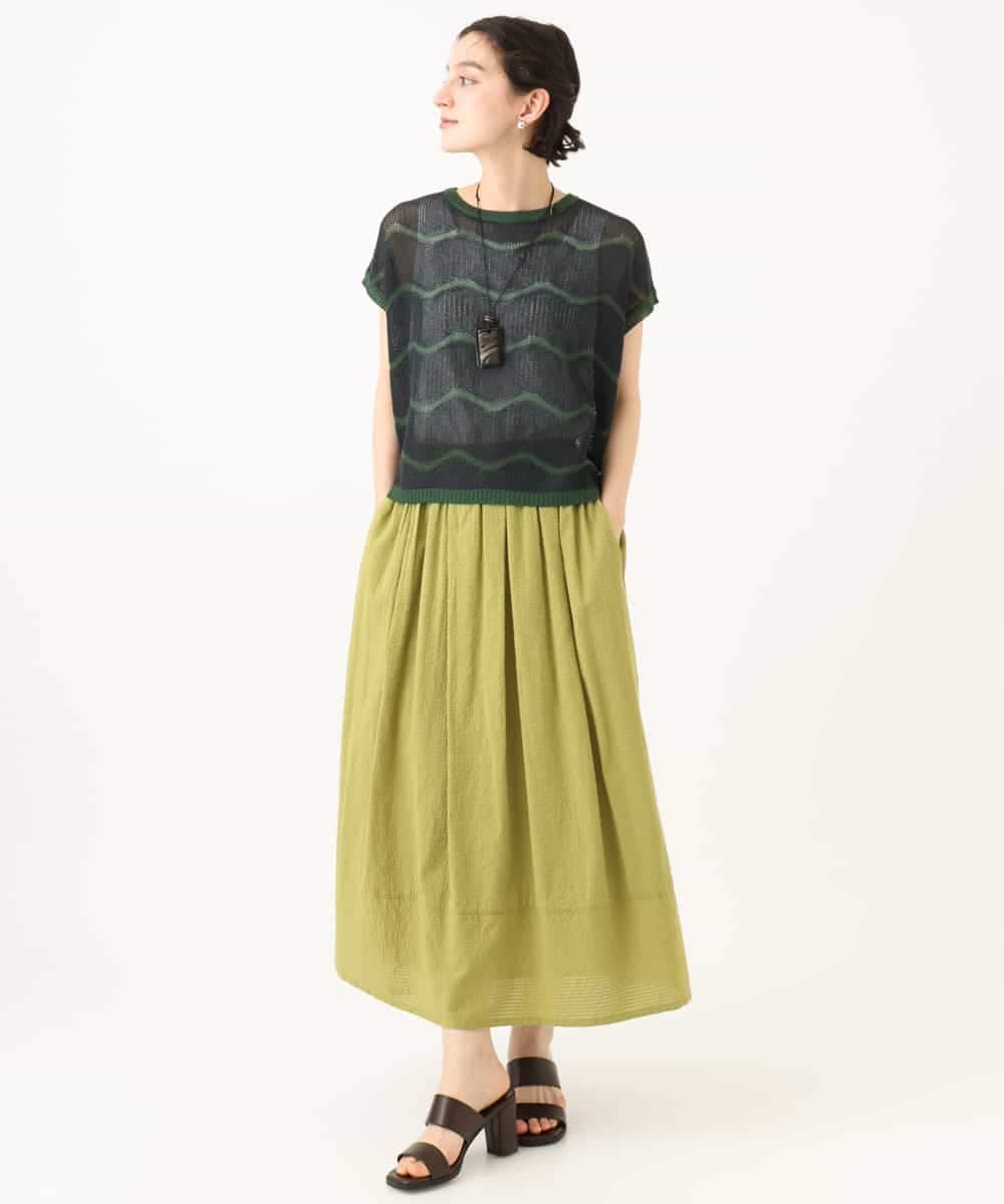 NHHHD05200 GIANNI LO GIUDICE(小さいサイズ)(メゾン ドゥ サンク) コットンシアサッカースカート グリーン