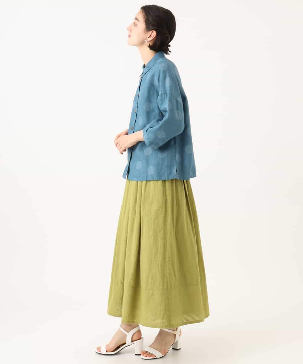 NHHHD05200 GIANNI LO GIUDICE(小さいサイズ)(メゾン ドゥ サンク) コットンシアサッカースカート グリーン
