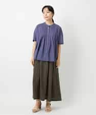 NHHHD66300 GIANNI LO GIUDICE(小さいサイズ)(メゾン ドゥ サンク) 麻ストライプスカート ベージュ