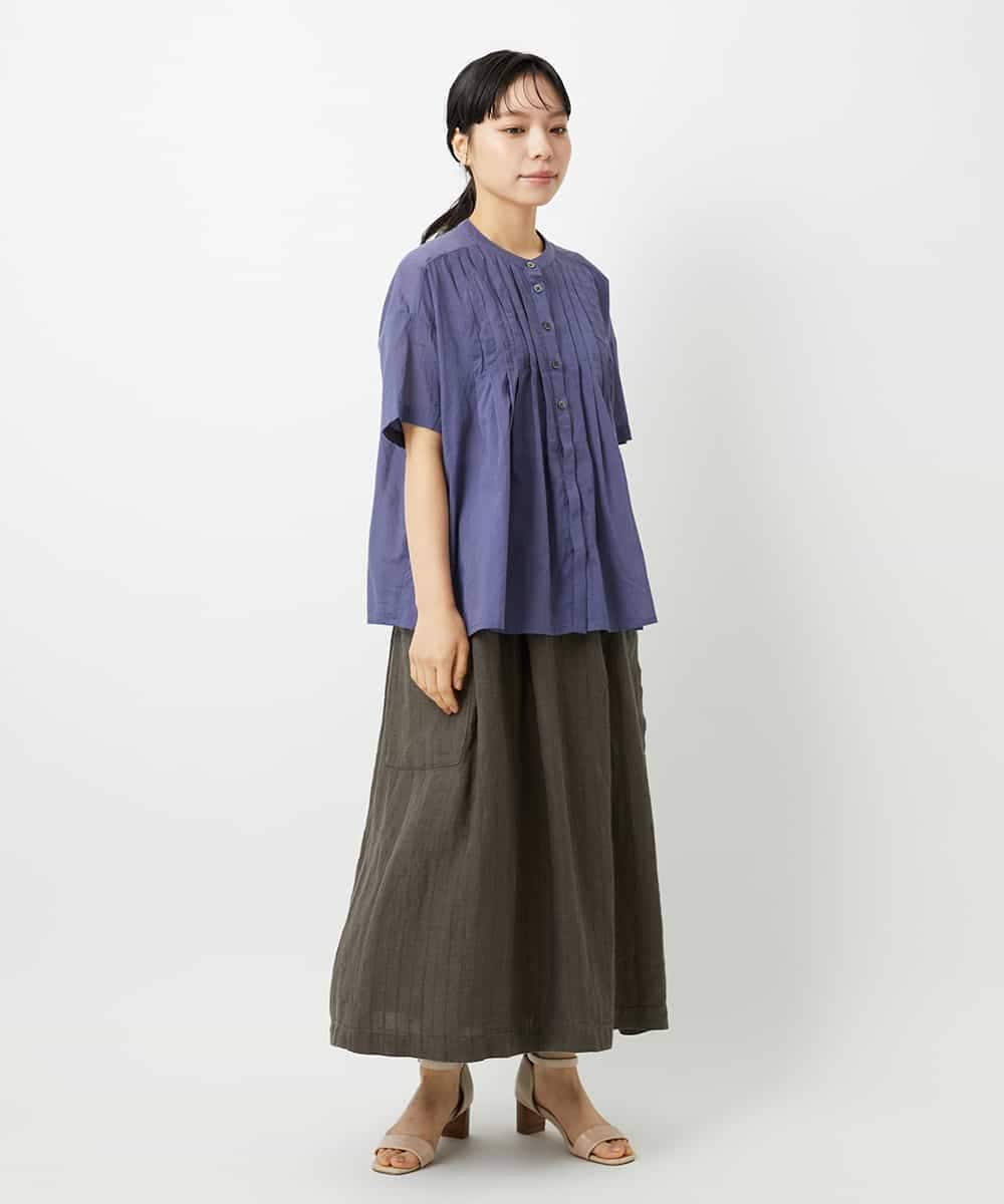 NHHHD66300 GIANNI LO GIUDICE(小さいサイズ)(メゾン ドゥ サンク) 麻ストライプスカート ベージュ