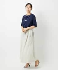 NHHHD66300 GIANNI LO GIUDICE(小さいサイズ)(メゾン ドゥ サンク) 麻ストライプスカート ベージュ