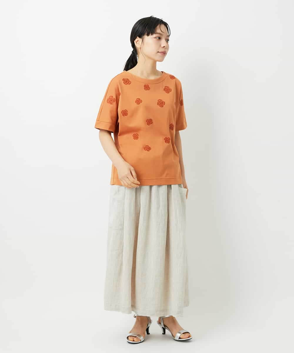 NHHHD66300 GIANNI LO GIUDICE(小さいサイズ)(メゾン ドゥ サンク) 麻ストライプスカート ベージュ