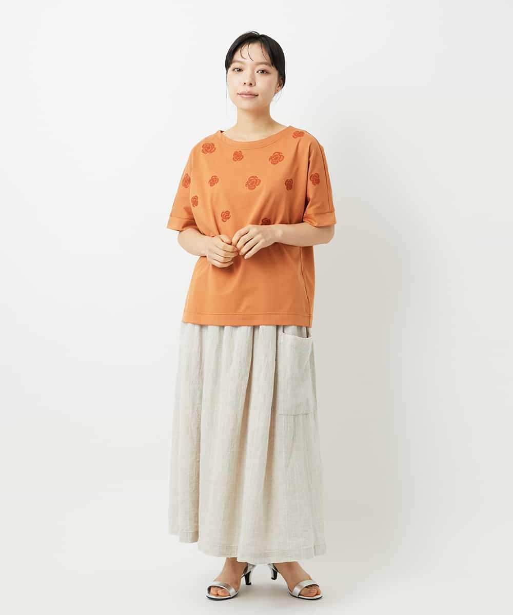 NHHHD66300 GIANNI LO GIUDICE(小さいサイズ)(メゾン ドゥ サンク) 麻ストライプスカート ベージュ