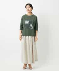 NHHHD66300 GIANNI LO GIUDICE(小さいサイズ)(メゾン ドゥ サンク) 麻ストライプスカート ベージュ