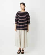 NHHHD66300 GIANNI LO GIUDICE(小さいサイズ)(メゾン ドゥ サンク) 麻ストライプスカート ベージュ
