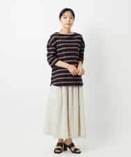 NHHHD66300 GIANNI LO GIUDICE(小さいサイズ)(メゾン ドゥ サンク) 麻ストライプスカート ベージュ