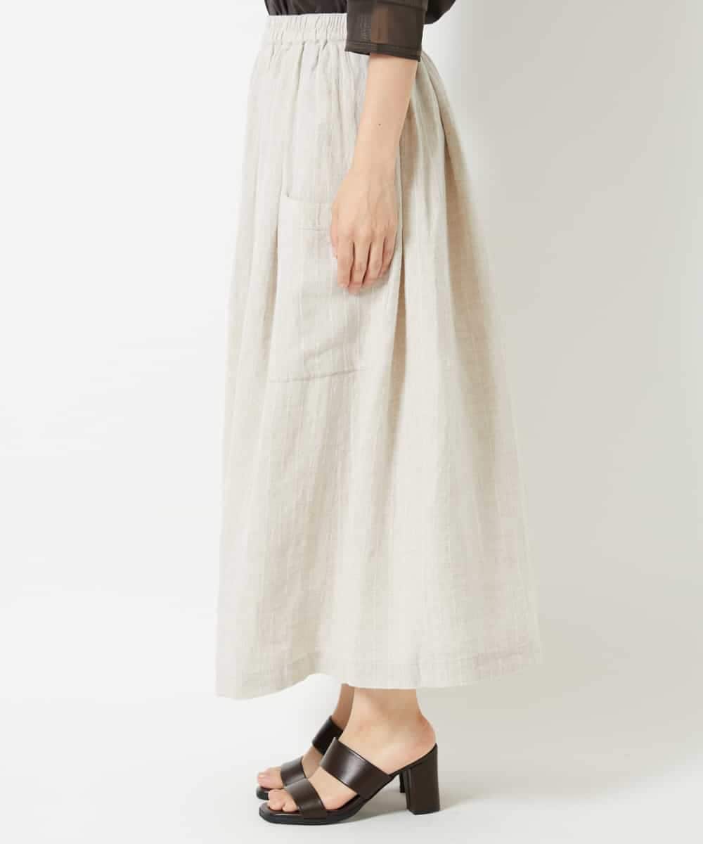 NHHHD66300 GIANNI LO GIUDICE(小さいサイズ)(メゾン ドゥ サンク) 麻ストライプスカート ベージュ