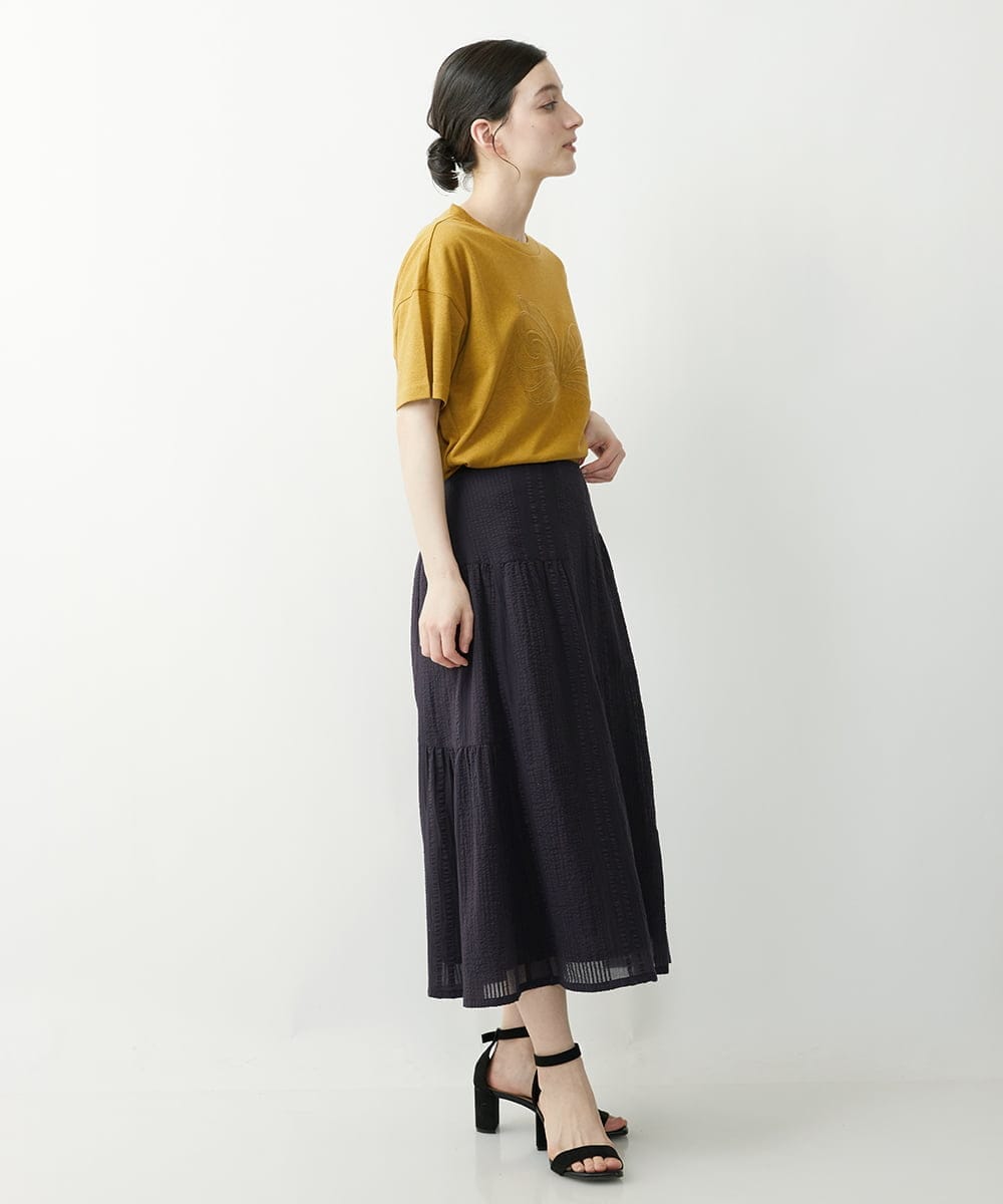 NHHHP01270 GIANNI LO GIUDICE(小さいサイズ)(メゾン ドゥ サンク) 【セットアップ対応】先染めコットンサッカーギャザースカート マスタード