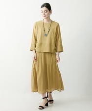NHHHP01270 GIANNI LO GIUDICE(小さいサイズ)(メゾン ドゥ サンク) 【セットアップ対応】先染めコットンサッカーギャザースカート マスタード