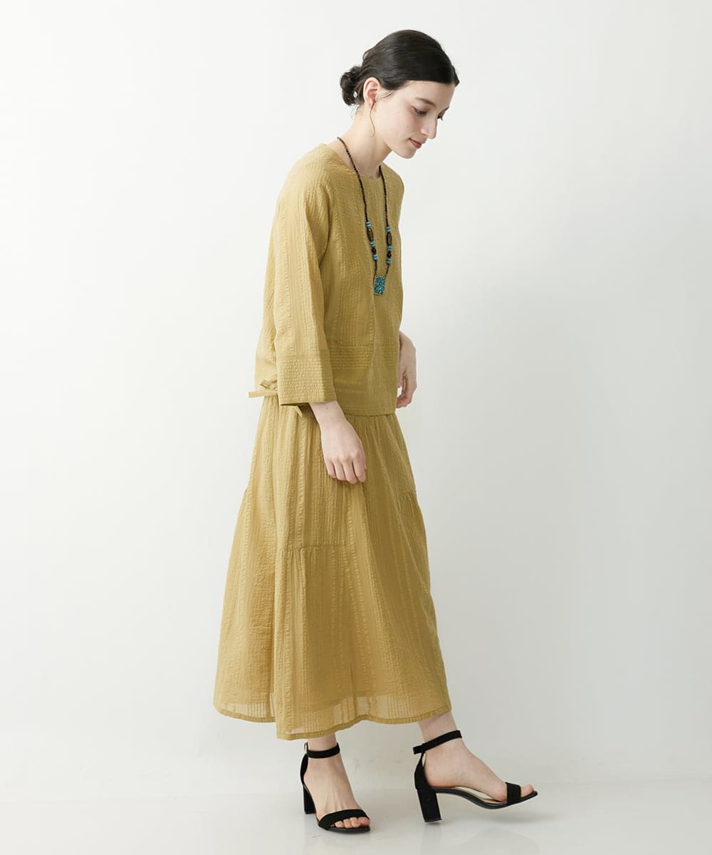 NHHHP01270 GIANNI LO GIUDICE(小さいサイズ)(メゾン ドゥ サンク) 【セットアップ対応】先染めコットンサッカーギャザースカート マスタード