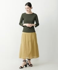 NHHHP01270 GIANNI LO GIUDICE(小さいサイズ)(メゾン ドゥ サンク) 【セットアップ対応】先染めコットンサッカーギャザースカート マスタード