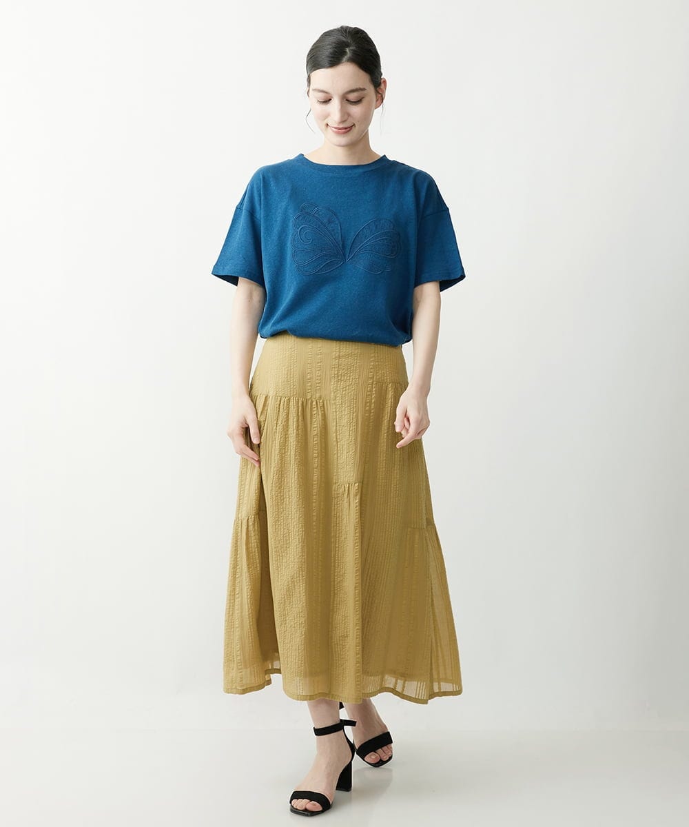NHHHP01270 GIANNI LO GIUDICE(小さいサイズ)(メゾン ドゥ サンク) 【セットアップ対応】先染めコットンサッカーギャザースカート マスタード