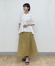 NHHHP01270 GIANNI LO GIUDICE(小さいサイズ)(メゾン ドゥ サンク) 【セットアップ対応】先染めコットンサッカーギャザースカート マスタード