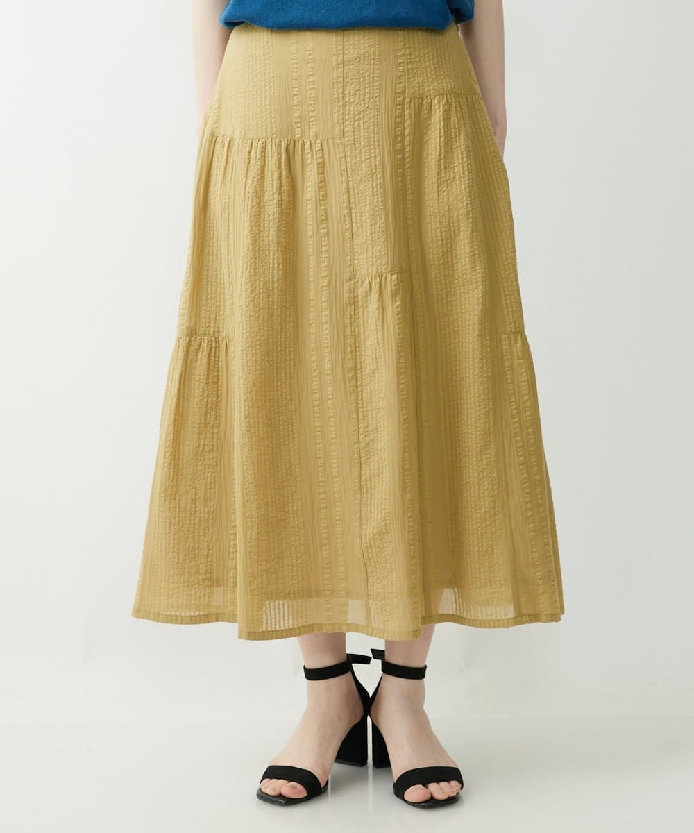 NHHHP01270 GIANNI LO GIUDICE(小さいサイズ)(メゾン ドゥ サンク) 【セットアップ対応】先染めコットンサッカーギャザースカート マスタード