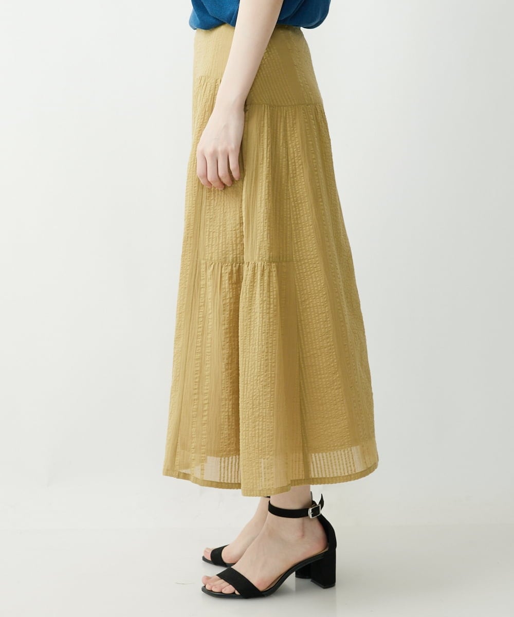 NHHHP01270 GIANNI LO GIUDICE(小さいサイズ)(メゾン ドゥ サンク) 【セットアップ対応】先染めコットンサッカーギャザースカート マスタード