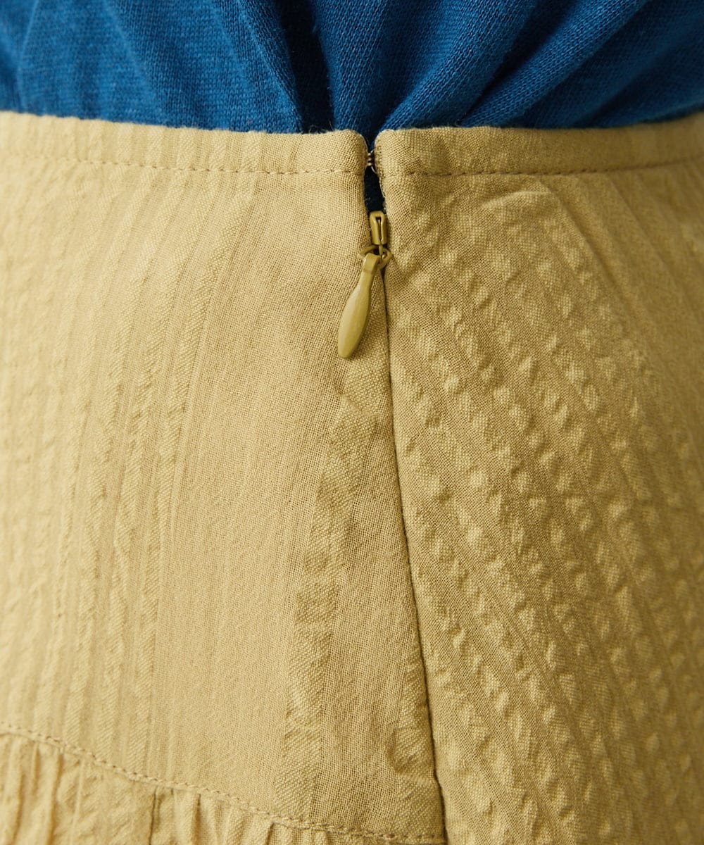 NHHHP01270 GIANNI LO GIUDICE(小さいサイズ)(メゾン ドゥ サンク) 【セットアップ対応】先染めコットンサッカーギャザースカート マスタード