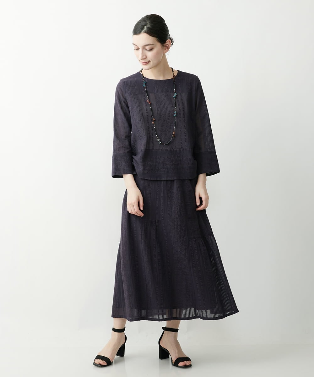 NHHHP01270 GIANNI LO GIUDICE(小さいサイズ)(メゾン ドゥ サンク) 【セットアップ対応】先染めコットンサッカーギャザースカート マスタード