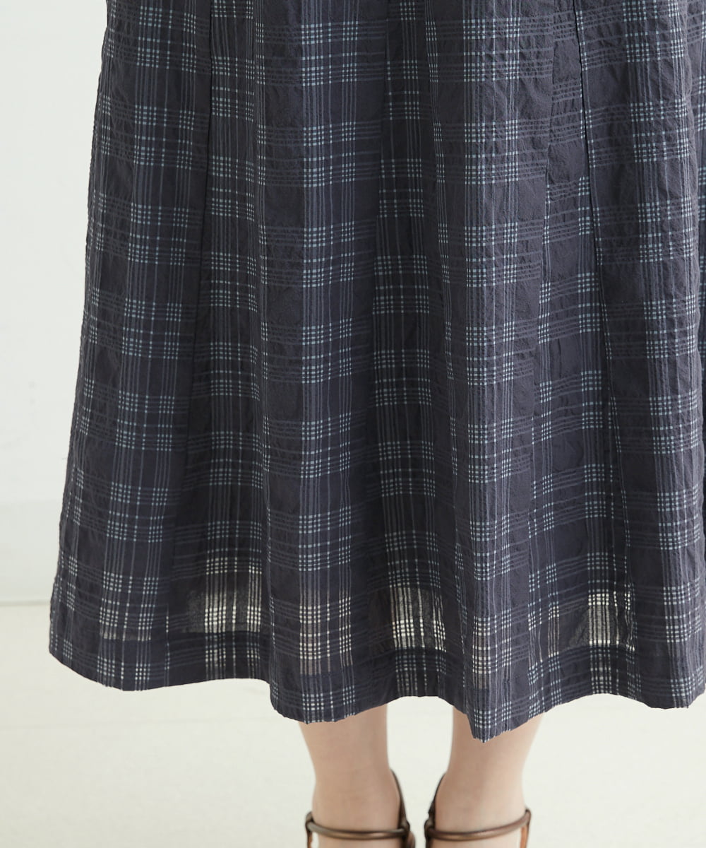 NHHHT01270 GIANNI LO GIUDICE(小さいサイズ)(メゾン ドゥ サンク) [洗える]先染めチェックパネルスカート チャコールグレー
