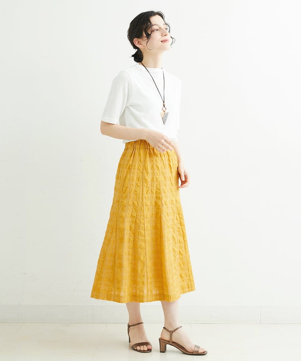 NHHHT01270 GIANNI LO GIUDICE(小さいサイズ)(メゾン ドゥ サンク) [洗える]先染めチェックパネルスカート チャコールグレー