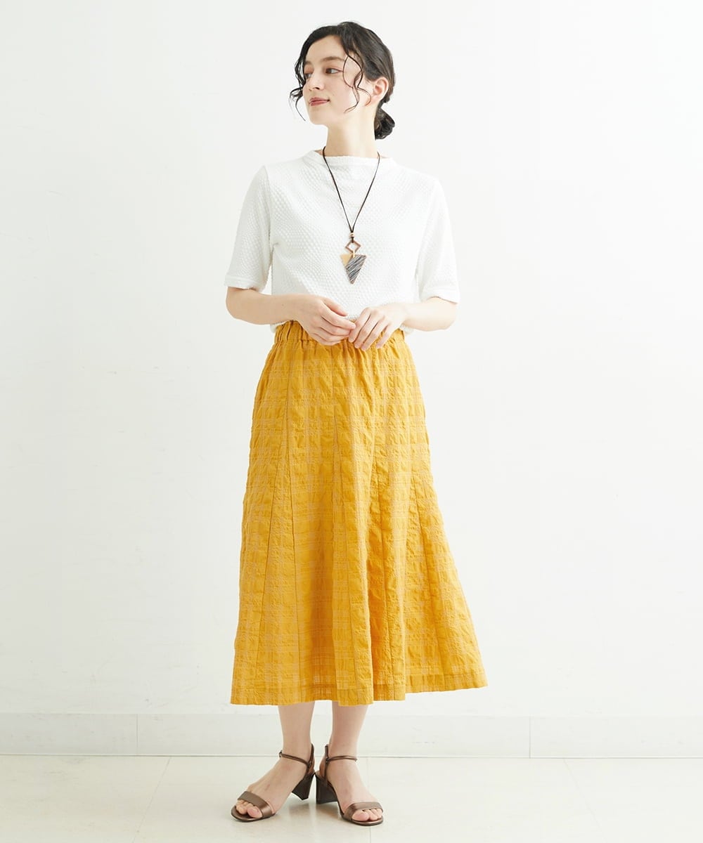NHHHT01270 GIANNI LO GIUDICE(小さいサイズ)(メゾン ドゥ サンク) [洗える]先染めチェックパネルスカート チャコールグレー
